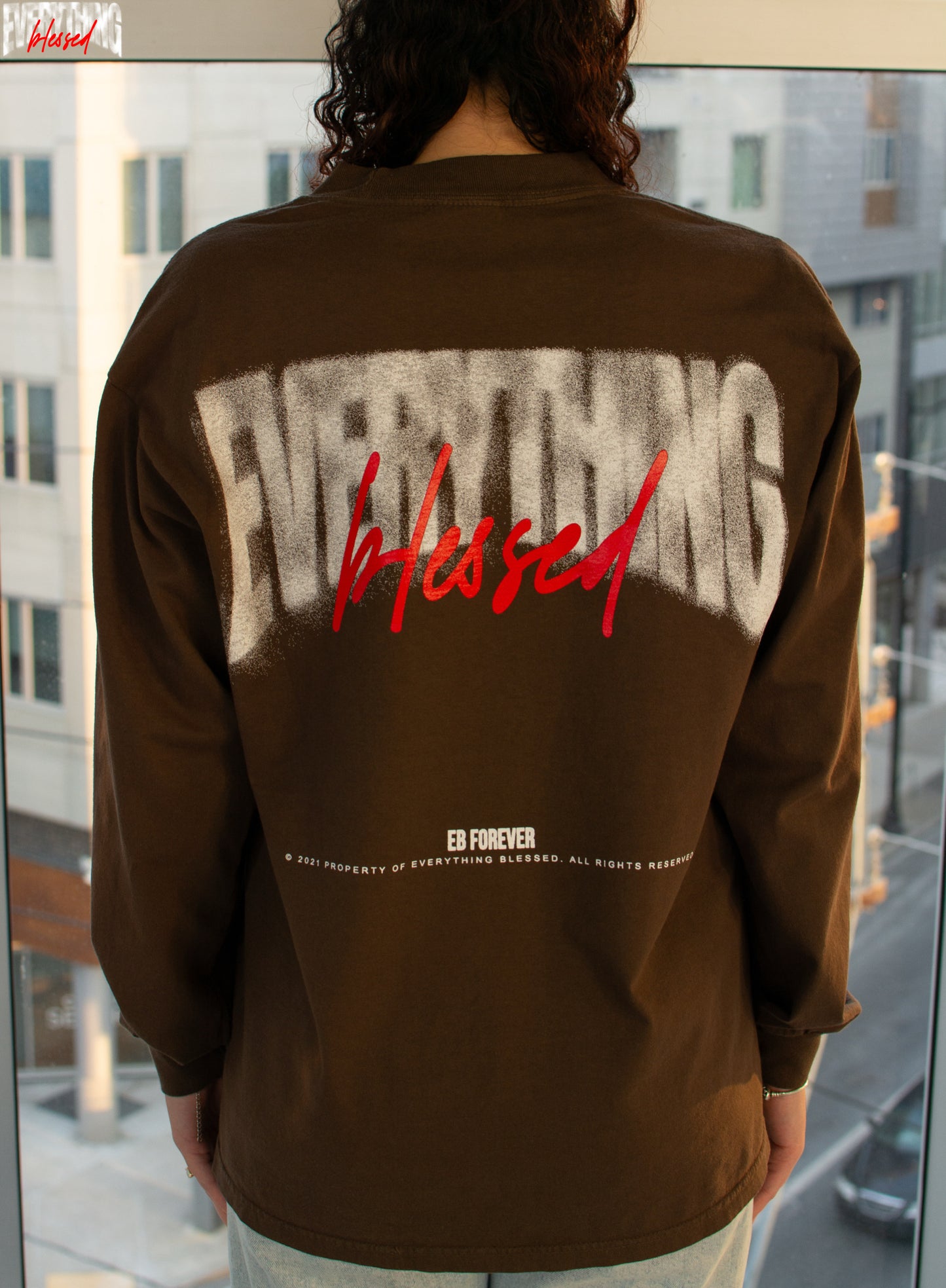 BROWN “SPRAY PAINT” HEAVYWEIGHT LONG SLEEVE SHIRT