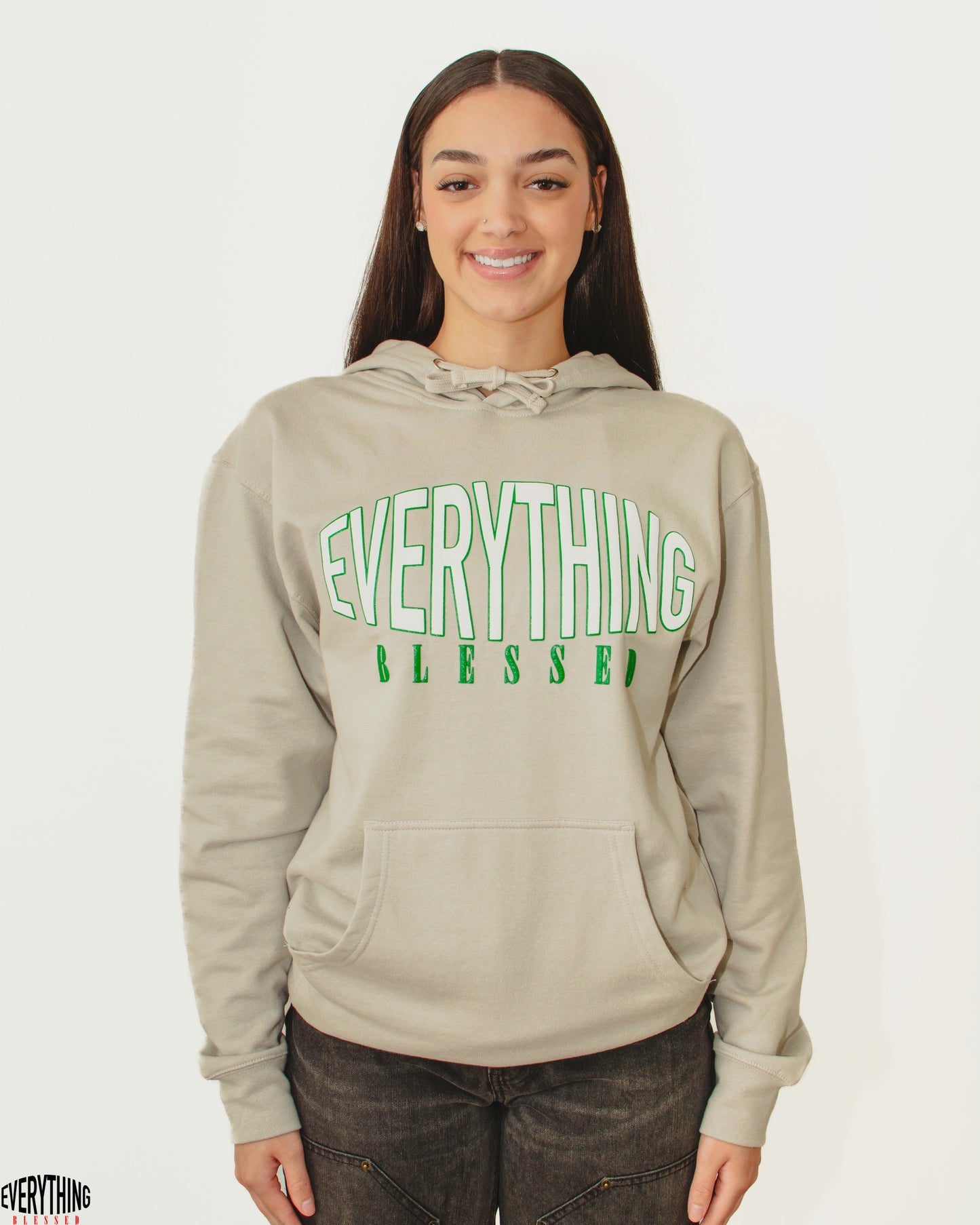 SMOKE/GREEN LOGO PUFF PRINT HOODIE
