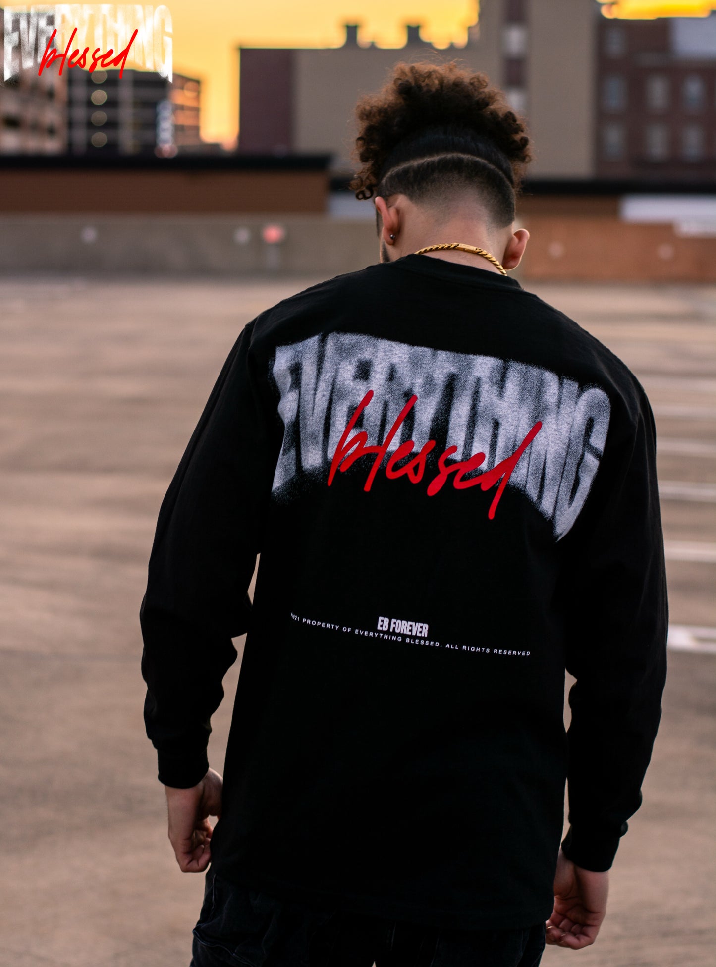 BLACK “SPRAY PAINT LOGO” HEAVYWEIGHT LONG SLEEVE SHIRT
