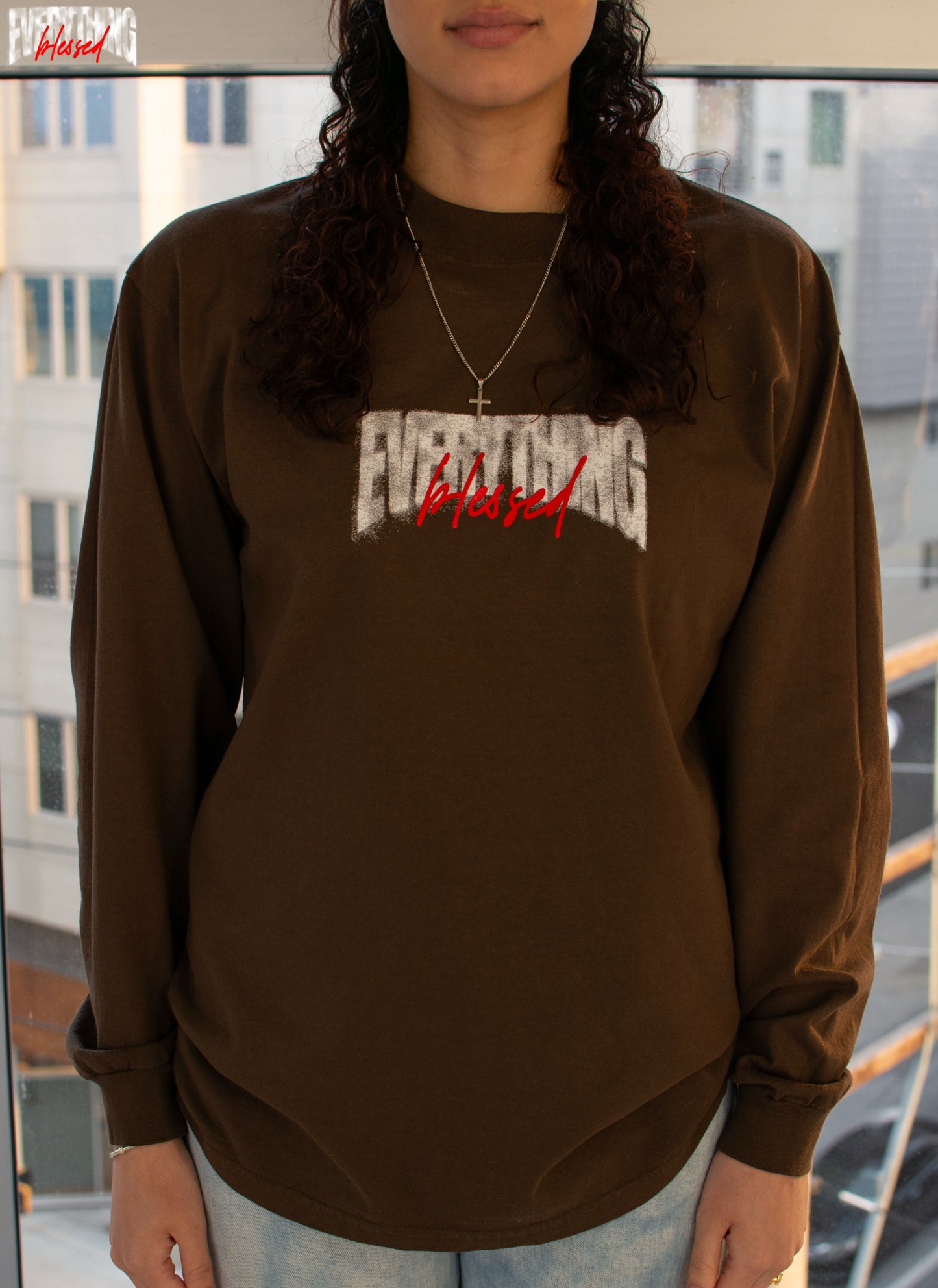 BROWN “SPRAY PAINT” HEAVYWEIGHT LONG SLEEVE SHIRT
