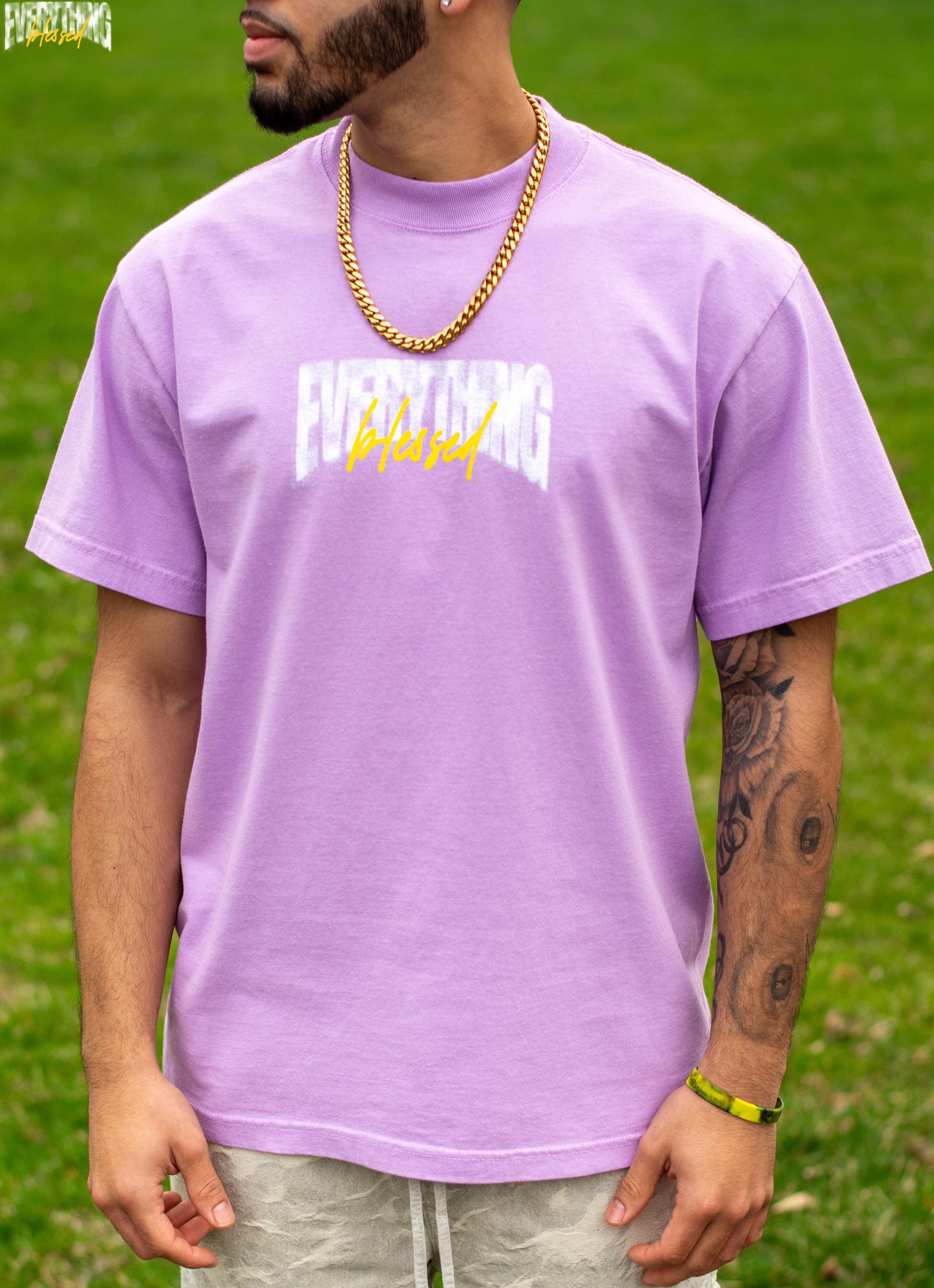 PASTEL PURPLE “SPRAY PAINT LOGO” HEAVYWEIGHT SHORT SLEEVE T-SHIRT