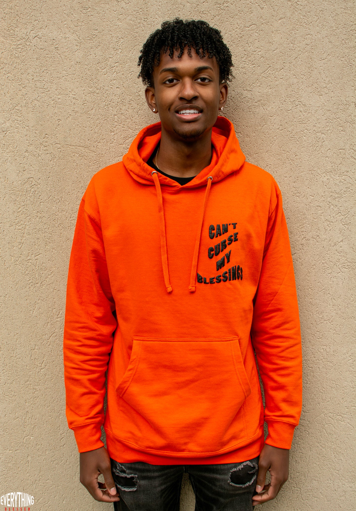 ORANGE/BLACK “C.C.M.B” PUFF PRINT HOODIE