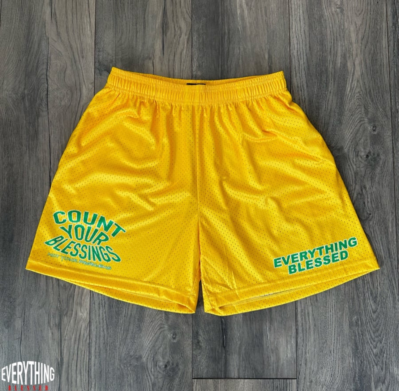 YELLOW/GREEN “C.Y.B.N.Y.P” MESH SHORTS