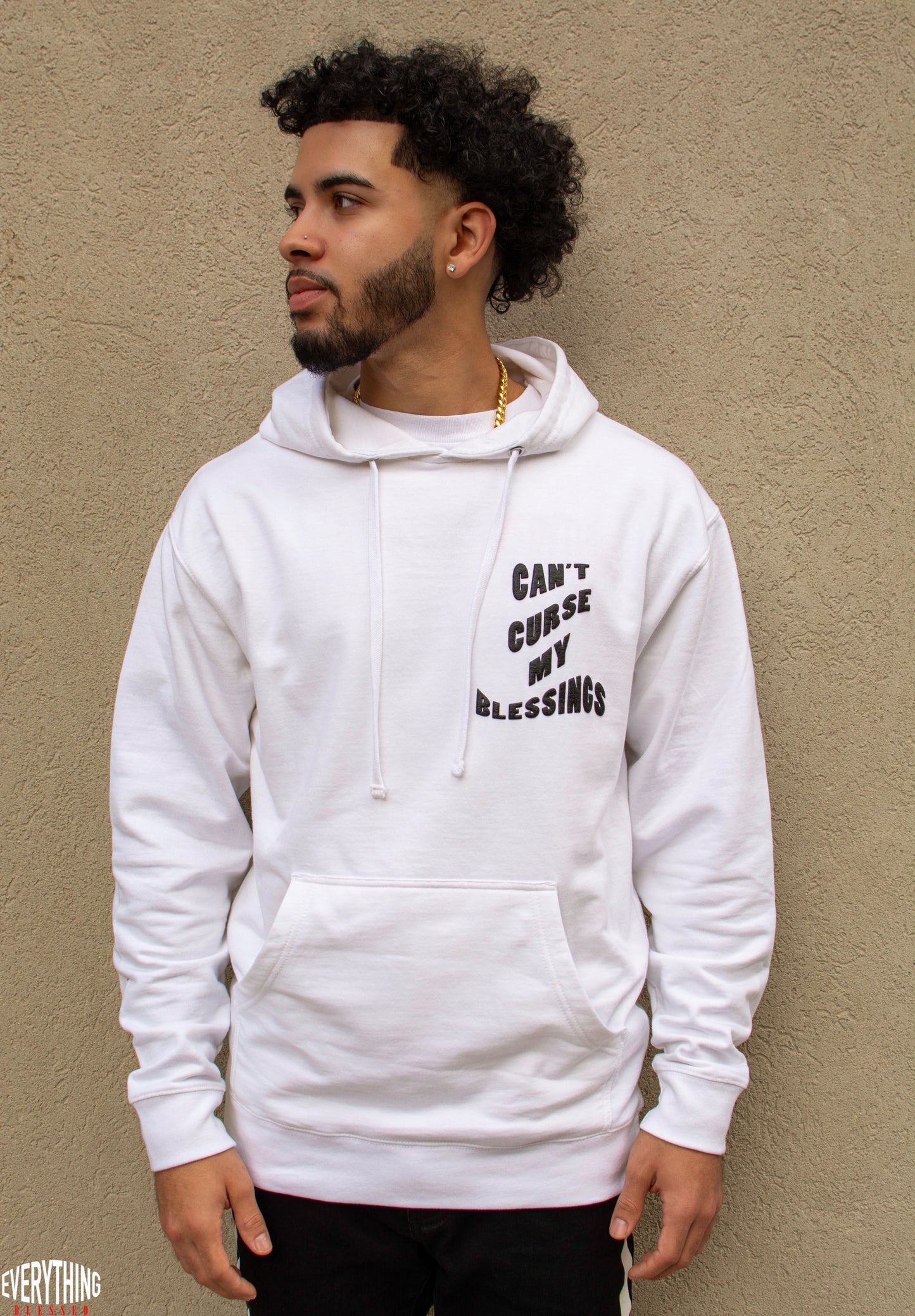 WHITE/BLACK “C.C.M.B” PUFF PRINT HOODIE