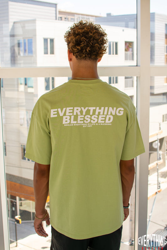 PISTACHIO GREEN/WHITE “EB” ESSENTIAL T-SHIRT