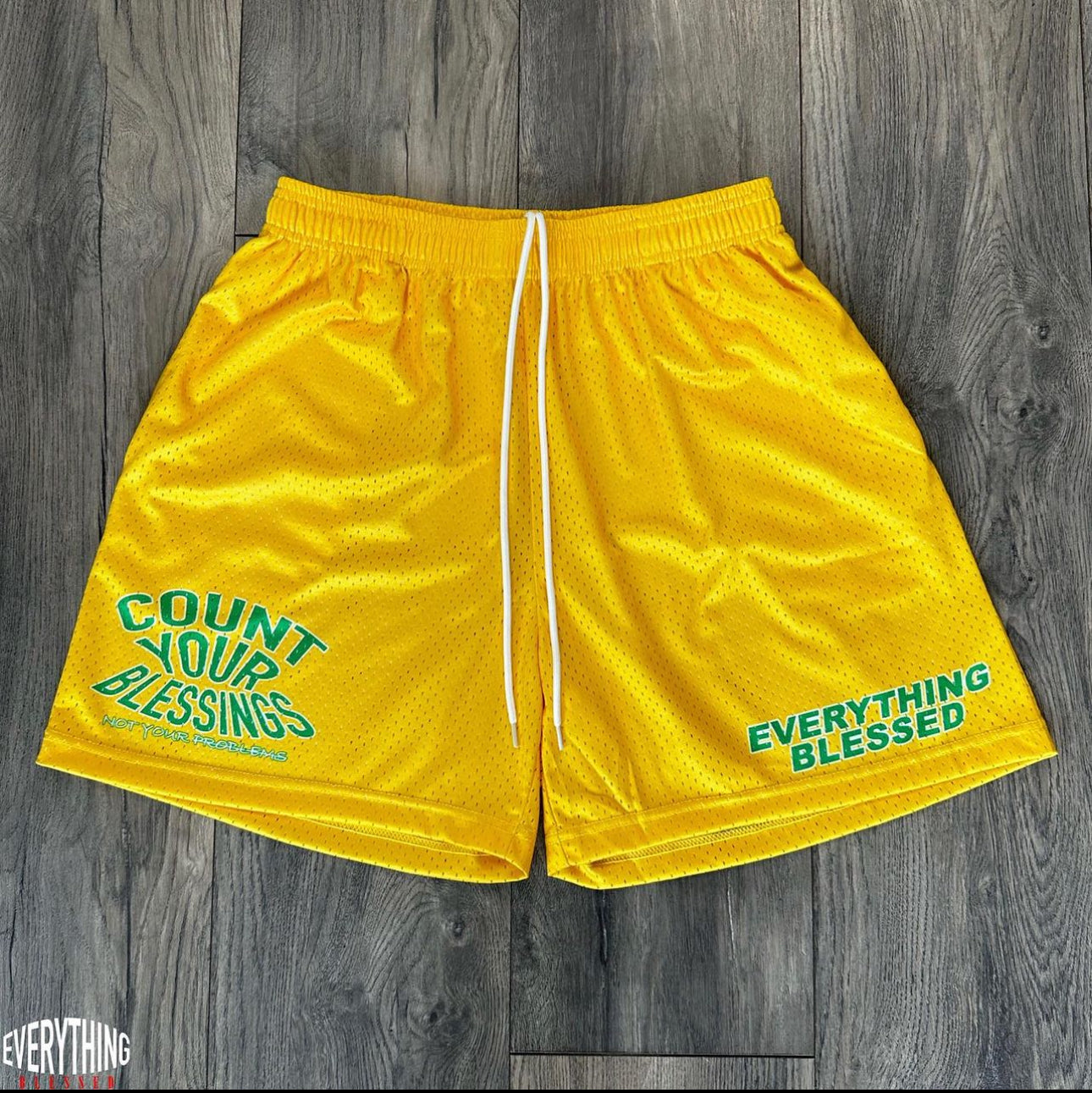 YELLOW/GREEN “C.Y.B.N.Y.P” MESH SHORTS