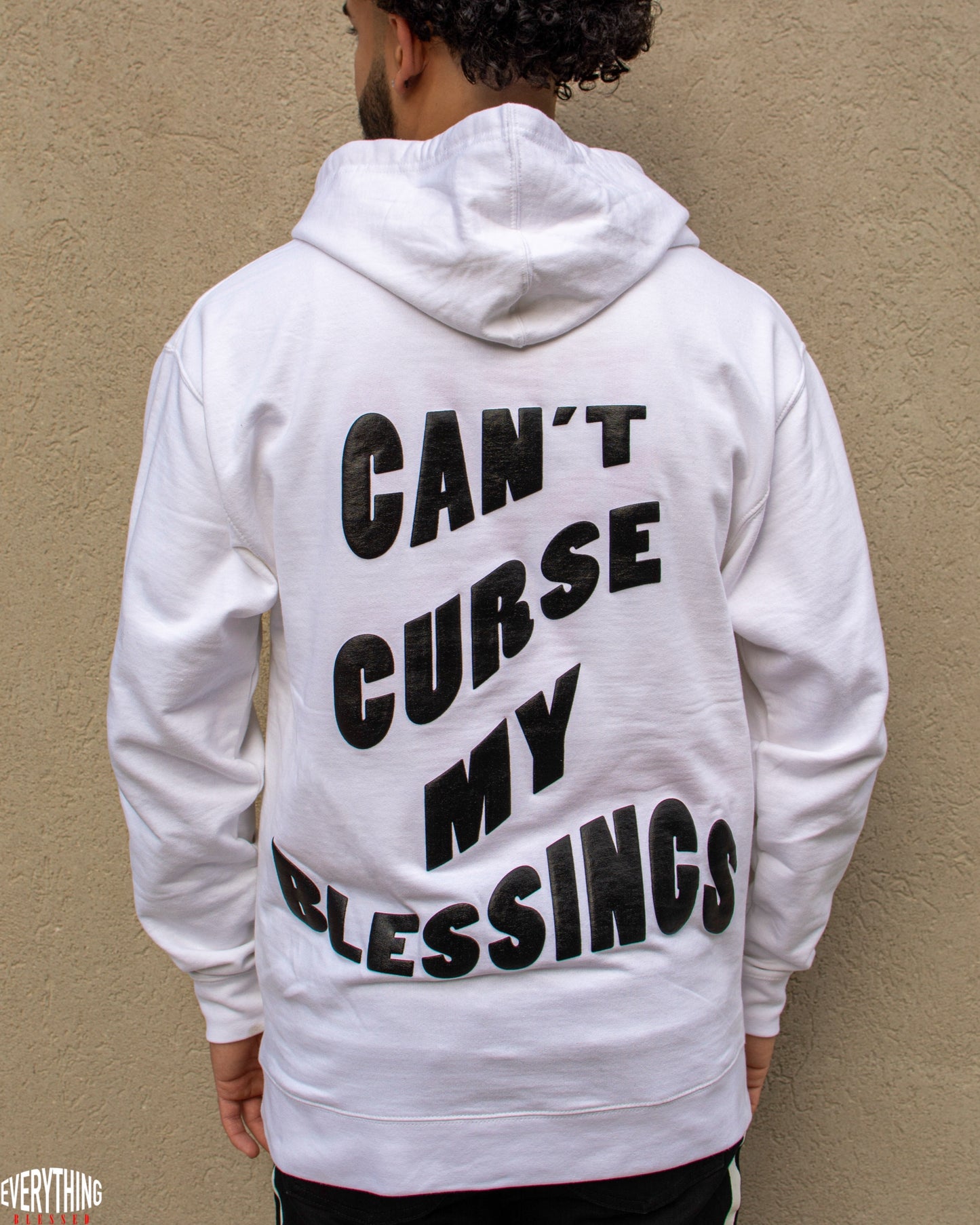 WHITE/BLACK “C.C.M.B” PUFF PRINT HOODIE