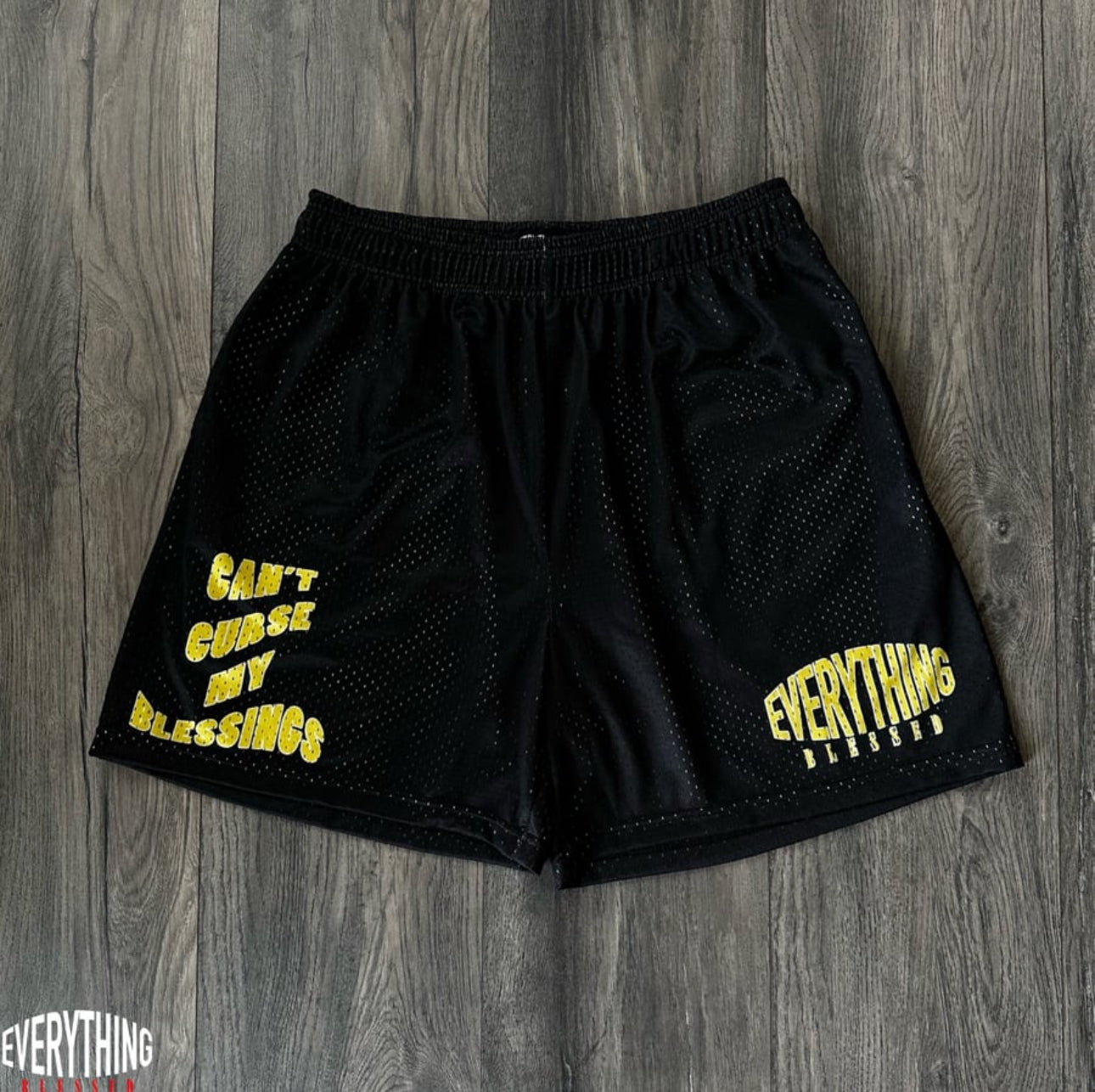 BLACK/YELLOW “C.C.M.B” MESH SHORTS