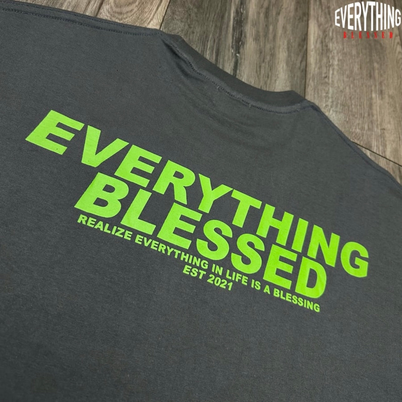 GRAY/LIME GREEN “EVERYTHING BLESSED” ESSENTIAL T-SHIRT