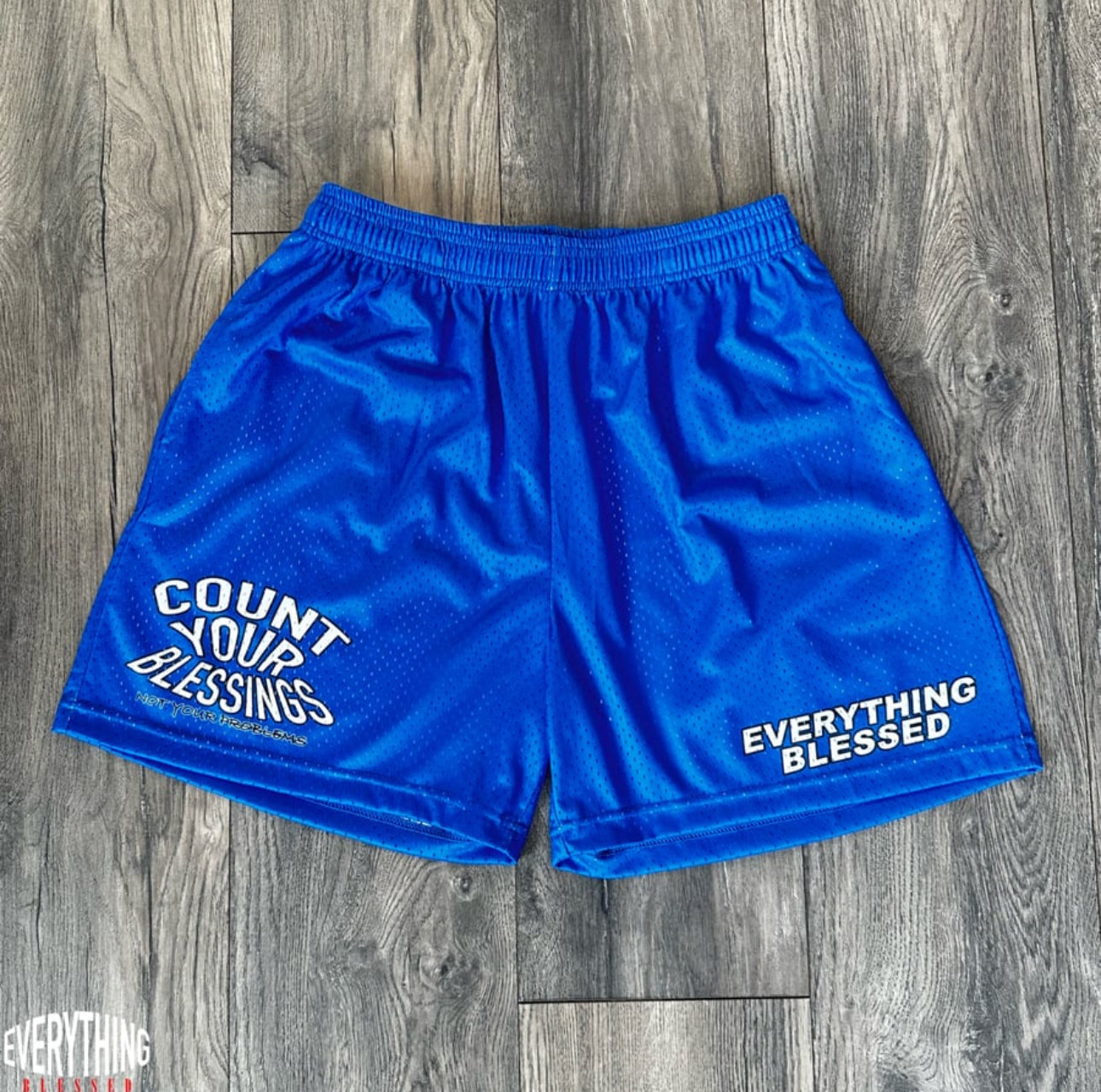 ROYAL BLUE “C.Y.B.N.Y.P” MESH SHORTS