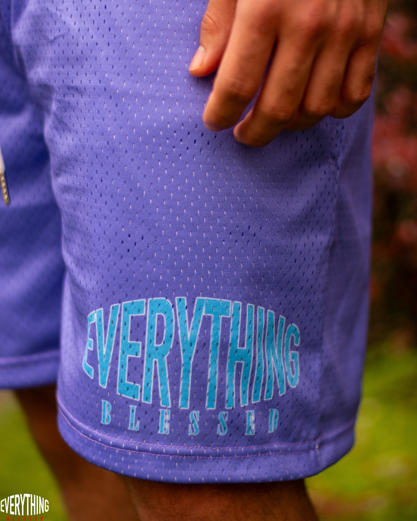 TURQUOISE/PURPLE “C.C.M.B” MESH SHORTS