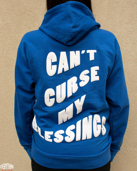 BLUE/WHITE “C.C.M.B” PUFF PRINT HOODIE