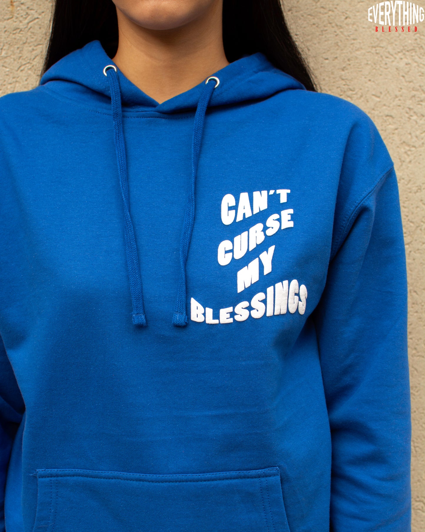 BLUE/WHITE “C.C.M.B” PUFF PRINT HOODIE