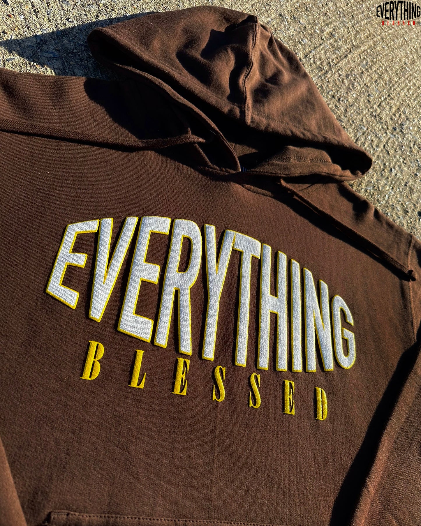 BROWN/YELLOW LOGO PUFF PRINT HOODIE