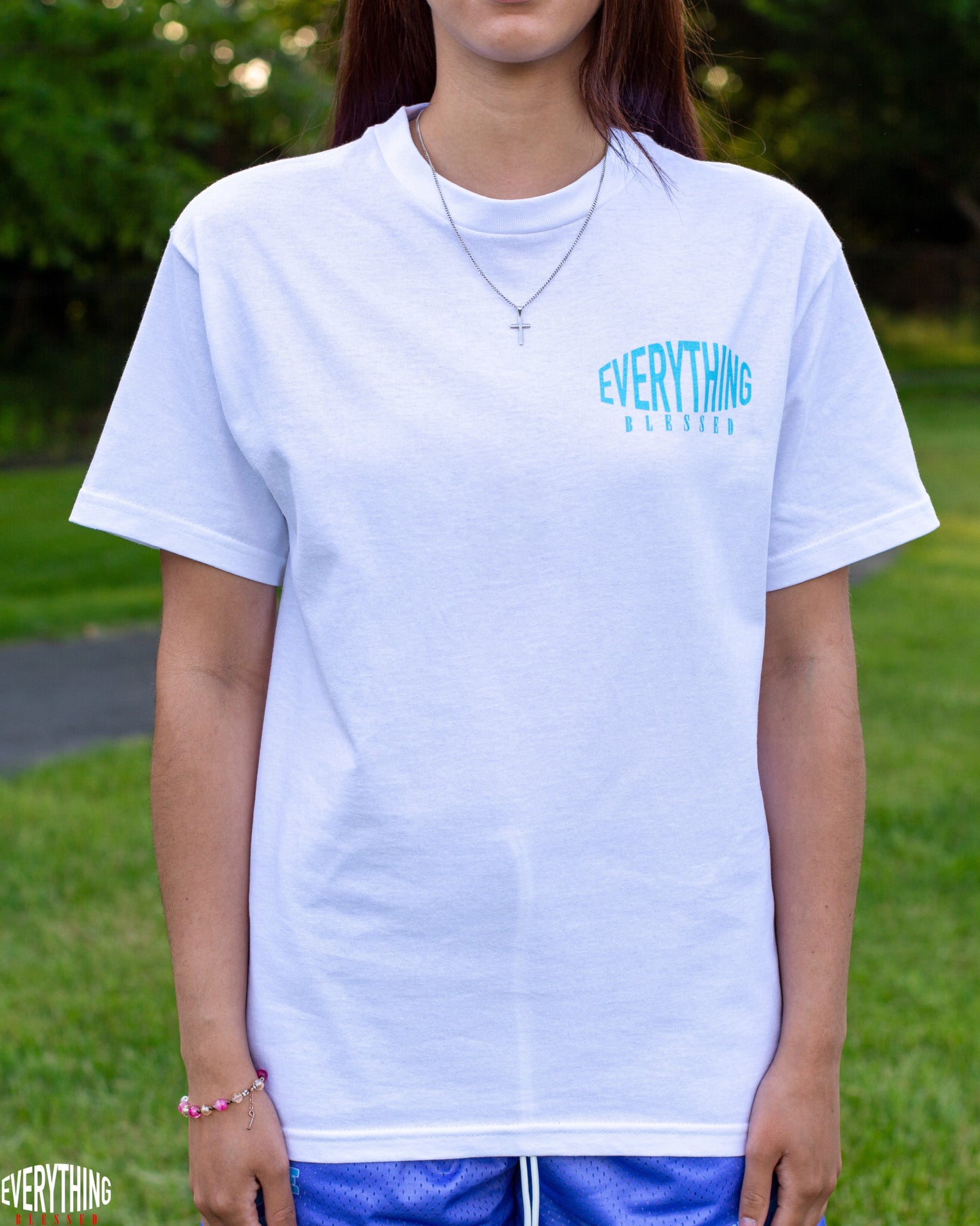 WHITE/TURQUOISE “C.C.M.B” T-SHIRT