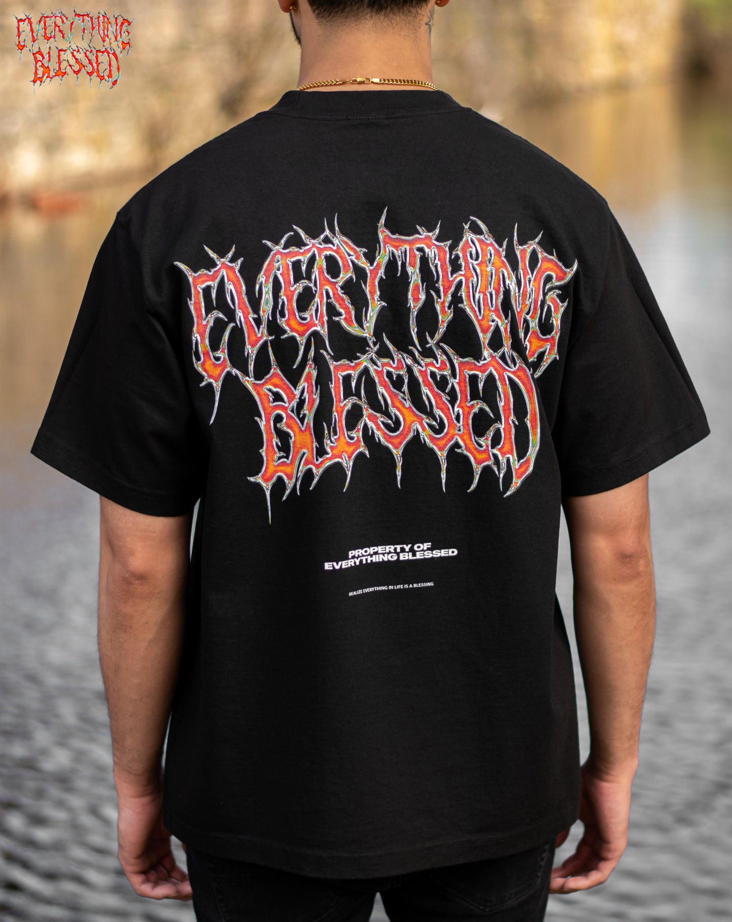 BLACK RED CHROME LOGO HEAVYWEIGHT T-SHIRT
