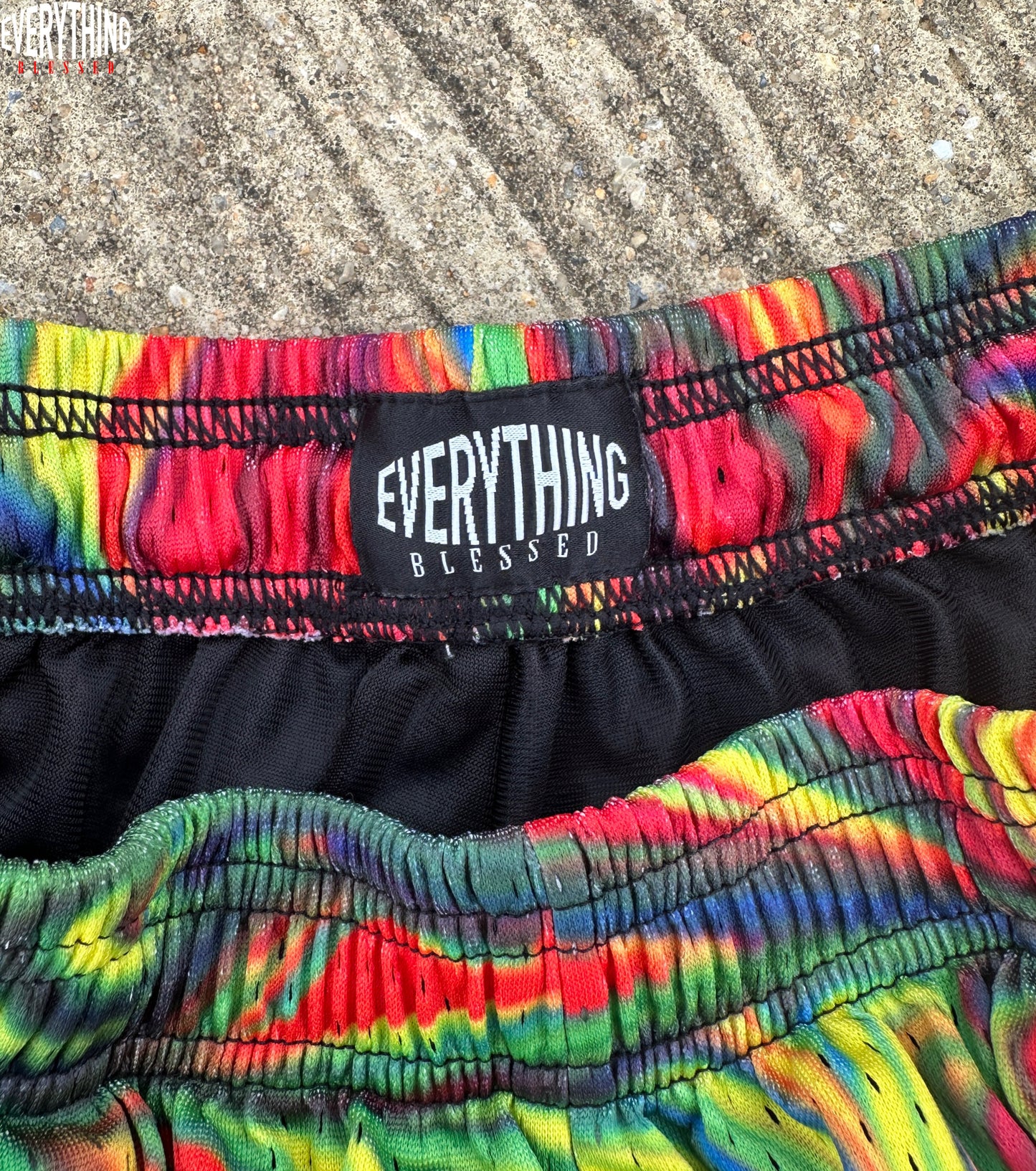 MULTICOLOR SWIRL LOGO MESH SHORTS