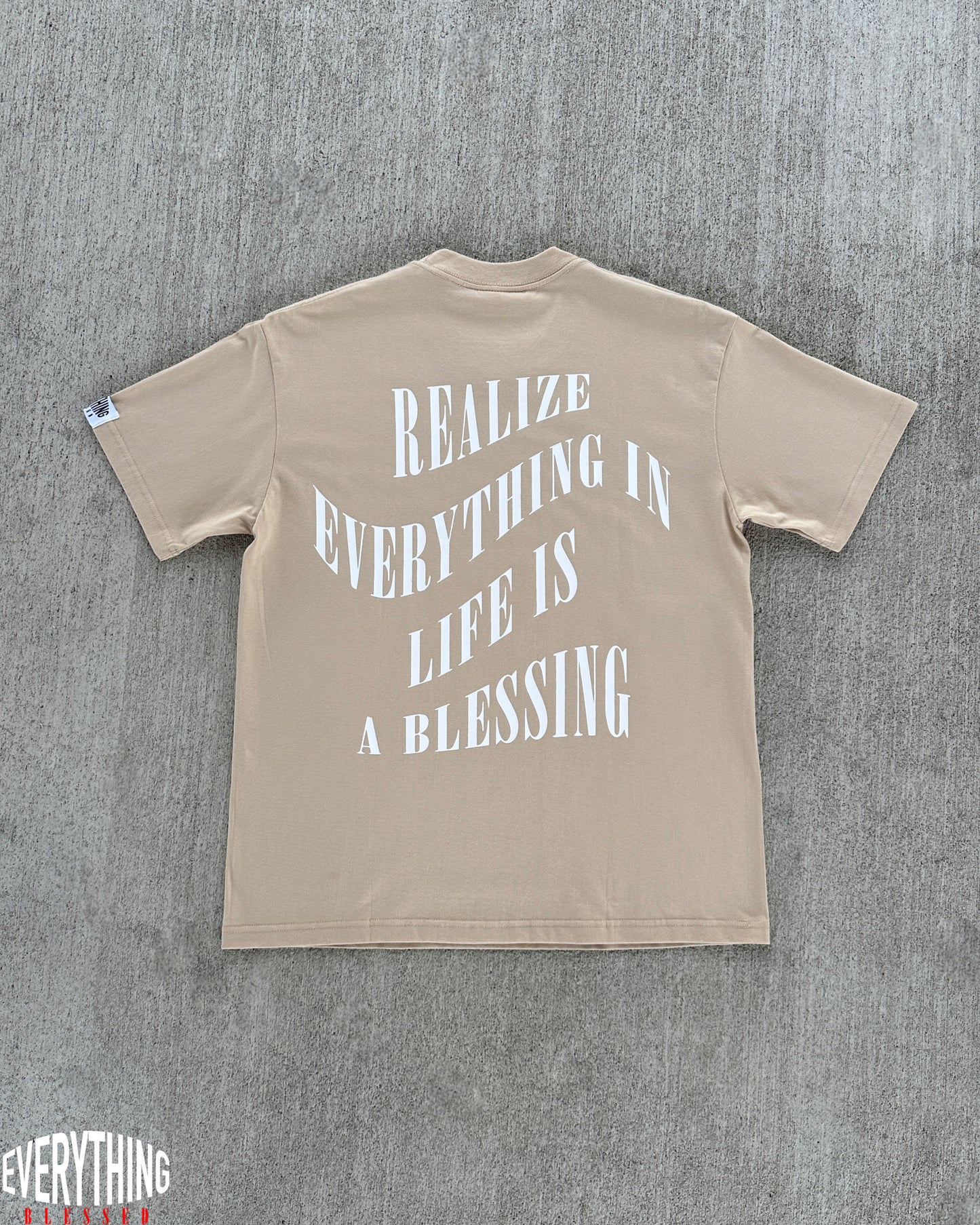 CREAM/WHITE SLOGAN T-SHIRT