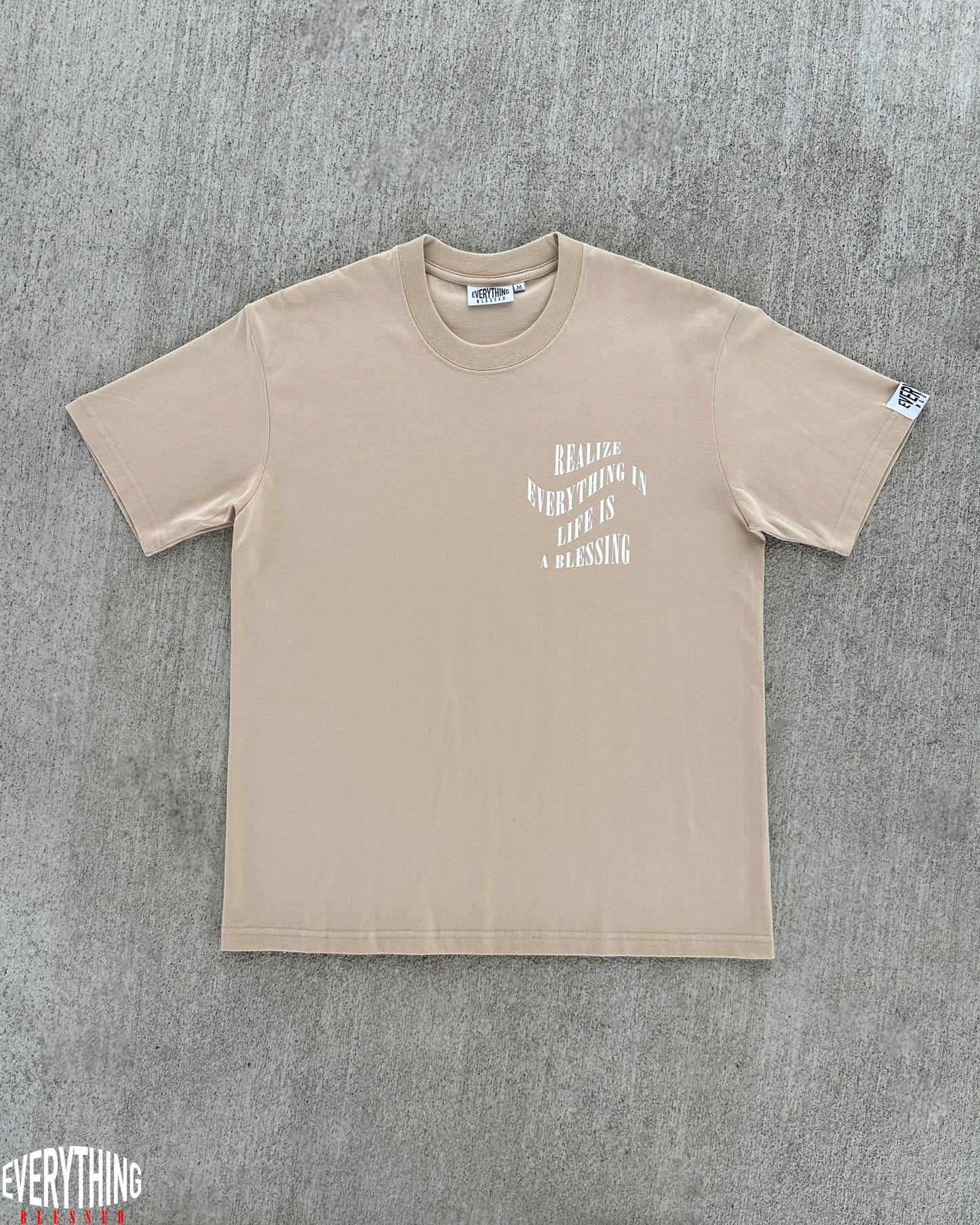 CREAM/WHITE SLOGAN T-SHIRT